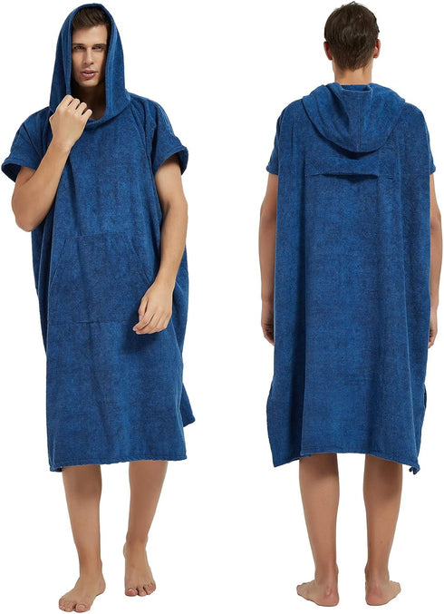 III HHONS Beach Towel Hoodie Poncho Robe Towels Navy Hooded Swim Cover