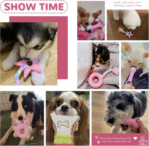 6 Pack Puppy Toys for Teething Small Dogs, Soft Squeaky Chew Toys for Small Breed Cleaning Doggy Teeth