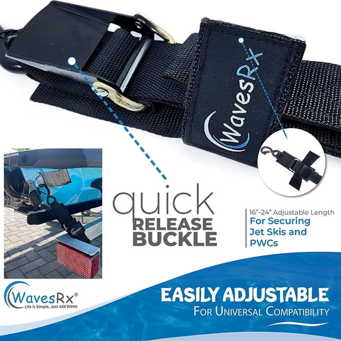 Jet Ski & PWC Trailer Transom Straps (2PK), 24" Adjustable Safety Straps for Secure Transportation