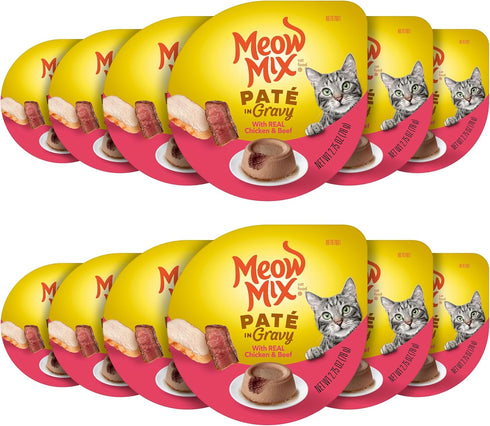Meow Mix Pat in Gravy Wet Cat Food with Real Chicken &
