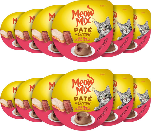 Meow Mix Pat in Gravy Wet Cat Food with Real Chicken &