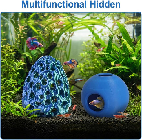 Qitdusy 2PCS Shrimp Hides for Aquarium, Shrimp Hide and Aquarium Shrimp Hideout, Decor Caves for Shrimp Tank