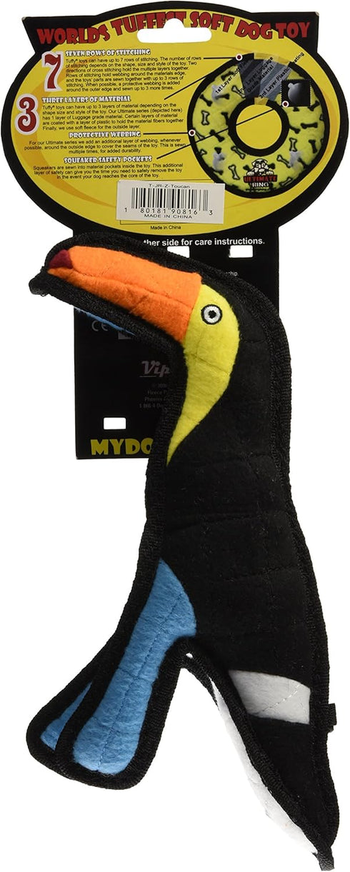 TUFFY World's Tuffest Soft Dog Toy - Zoo Junior Toucan, Durable & Strong for Interactive Play.