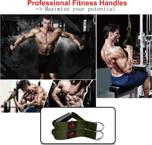 Heavy Duty Gym Workout Handles Attachment for Cable Machine, Resistance Band, Pulley System, Compatible with Bowflex
