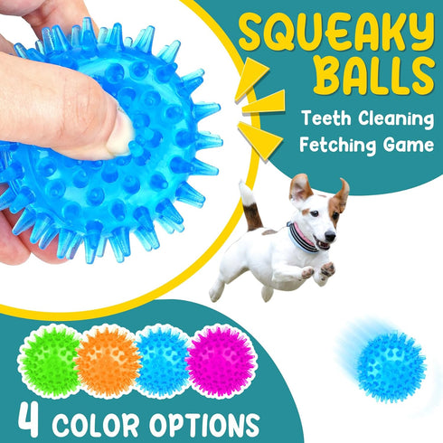 PatsFran 6 Pack 2.5" Puppy Toys for Teething, Interactive Dog Toys, Squeaky Dog Balls and Treat Balls, Dog Chew Toys