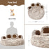 Jiupety Cute Round Calming Dog Bed, Plush Paw Shape Bed for Medium Large Breed Dogs, Soft and Cozy with Bolster, Gray