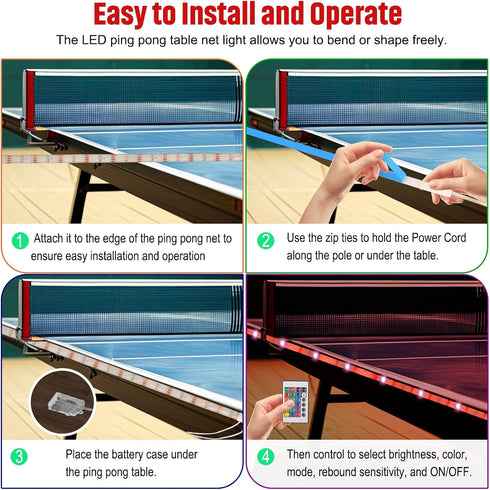 14 Ft&13 Table,16 LED Ping Pong Table Light&Net Light, Ft Light Net for Ping Pong Table&Net Color Change, Durable
