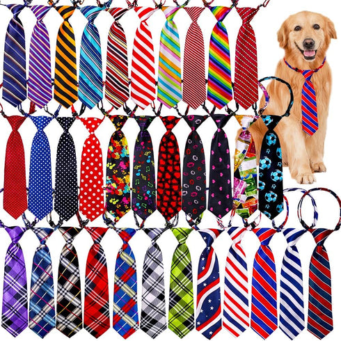 30pcs Large Dog Ties - Adjustable Neck Ties for Medium Large Dogs, Grooming Ties for Daily Wear
