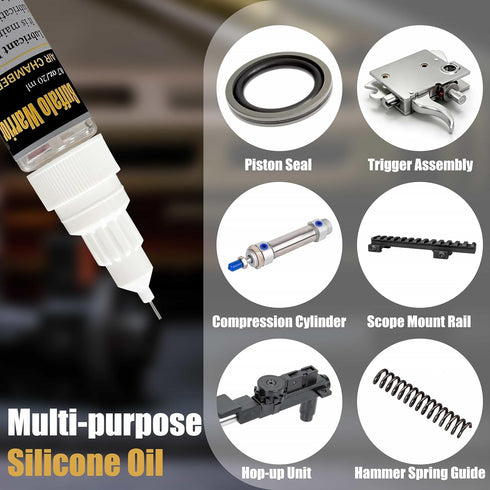 Buffalo Warrior Medium-Viscosity Air Gun Silicone Oil Lubricant: Maintenance Fluid for O-Rings, Piston Seals, and Metal