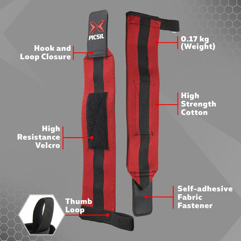 PICSIL Wrist Support for Cross Training - High Performance Elastic Nylon Reduces Wrist Discomfort