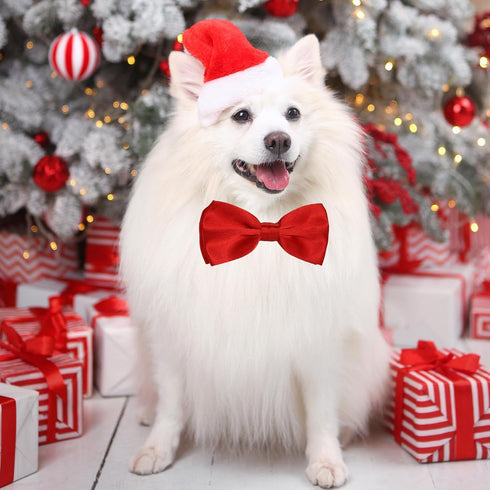 KOOMOX Red Bow for Dog, Adjustable Bow Tie Collar for Medium and Large Dogs Cats, 1 Piece Red