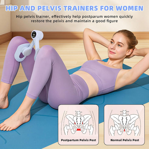 Counter Thigh Trainer Master, Pelvic Floor Strengthening Device with Display Hip Trainer Kegel Exerciser, Leg Inner