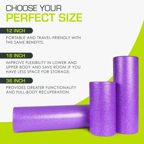 ProsourceFit High Density Foam Rollers, 36 inches Long Firm Full Body Athletic Massage Tool for Yoga, Pilates, Post