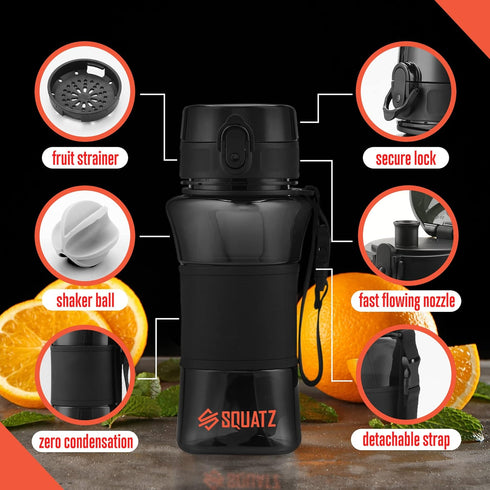 17 Oz SQUATZ Poseidon Series Water Bottle for Protein and Fruit Shakes - Premium Quality Wide Mouth Gym Flask Fruit
