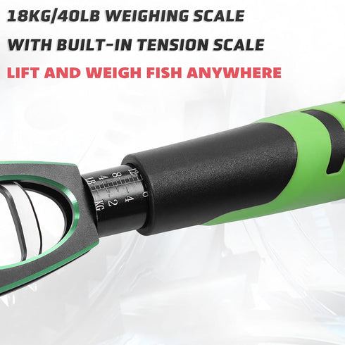 Fish Lip Gripper with Scale, 40LB/18KG Capacity Aluminum Alloy Fish Scale Grabber Fishing Gear and Accessories