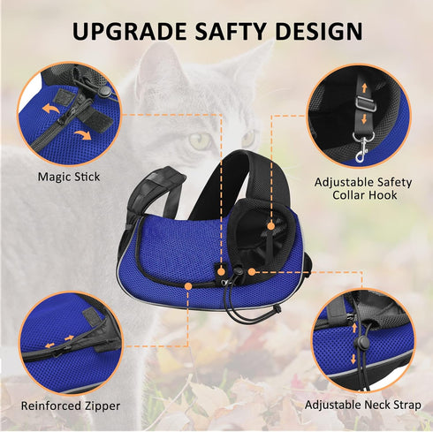 Dog Sling Carrier for 5 LB Small Dogs - Breathable Mesh Pet Carrier for Travel, Hand Free Klein Blue S