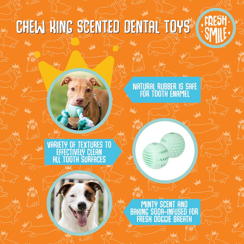 Mammoth Chew King by Dental Dog Toy Collection, Teether Ball Clinically Proven to Remove Plaque