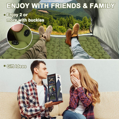 Ultralight Inflatable Sleeping Pad for Camping, Compact Mattress with Built-in Foot Pump for Backpacking