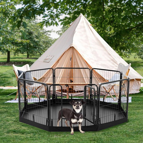 24 Inch 8 PJYuCien Dog Playpen Bottom Pad, Fits Width Panels Regular Octagon Metal Exercise Pet Playpen, Black