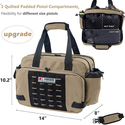 Pistol Range Bag, Tactical Gun Case for Handguns, Ammo Bag, Shooting Accessories