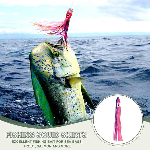 Luminous Soft Plastic Trolling Lures - Fishing Squid Skirts for Bass, Trout, Salmon