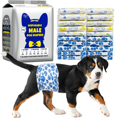 Dono Dog Diapers Male, Disposable Male Dog Wraps 60ct, Ultra Absorbent Doggie