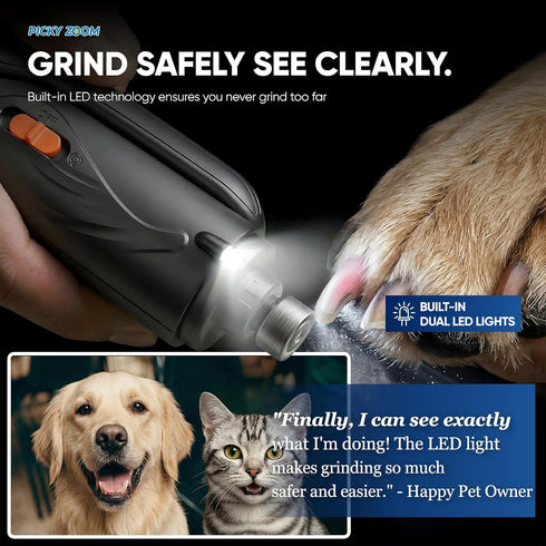 Picky zoom 2-in-1 Trimmers, Dog & Cat Nail Clippers and Grinder with Light Safety Guard to Avoid Overcutting, Sharp