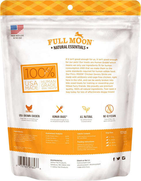 Full Moon All Natural Dog Treats, Essential Chicken Savory Sticks, 24 Ounce