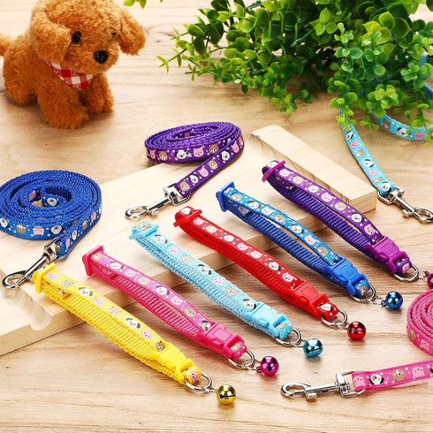 Amylove 48 Pcs Dog Collar and Leash Set, Polypropylene Adjustable Puppy Collars for Medium Small Dogs, Vivid Color,