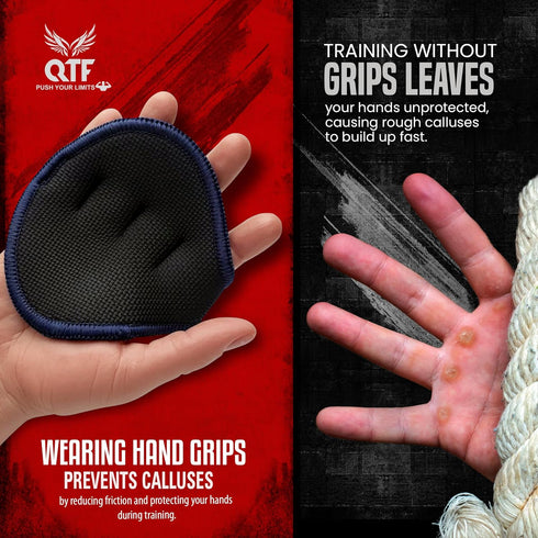 QTF Gym Grips Pads - Neoprene Gloves Gym Palm Protector Weight Lifting Grips Replacement of Workout Gloves Men