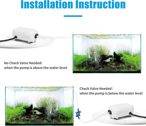 AQUANEAT 100gal Aquarium Air Pump, Adjustable Dual-Outlet Hydroponic Oxygen Aerator