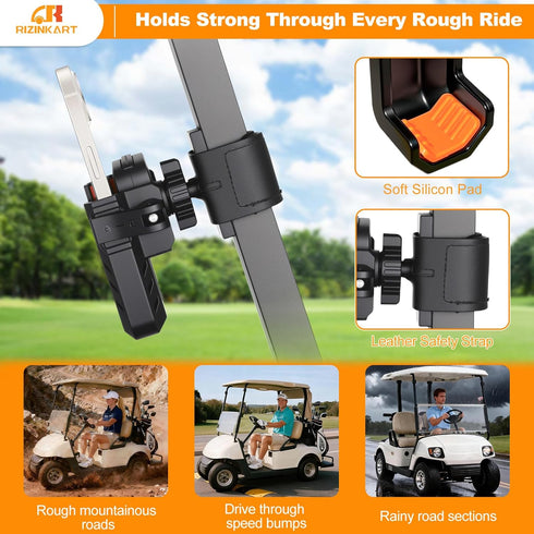 RIZINKART N52 360 Golf Cart Phone Holder Magnetic, Compatible with EZGO/Club Car/Yamaha,with Upgrade Magnets