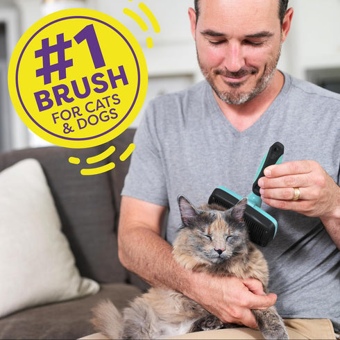 Hertzko Dog & Cat Brush, Self Cleaning Slicker Brush for Pets, Grooming Brushes for Long and Short Haired Dogs and Cats