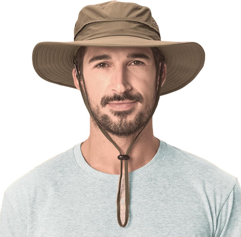 Home Prefer UPF50+ Mens Sun Hat, Wide Brim Fishing Hat for Sun Protection, Bucket Hat for Beach Gardening