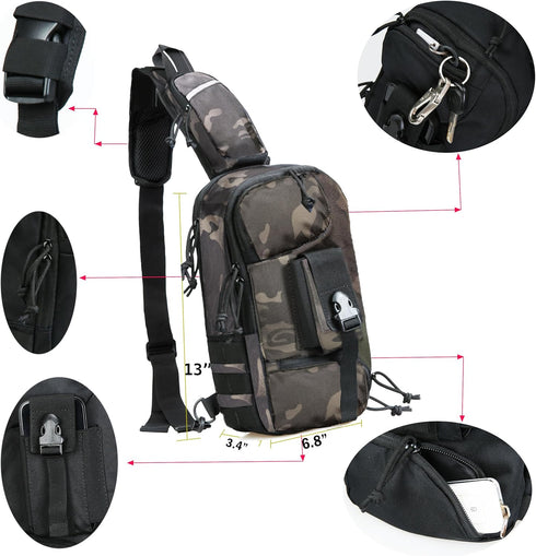 Sling Backpack Tactical Chest Pistol Bag, Shoulder Bags Crossbody Sling Backpack Holster Bag for Concealed Carry