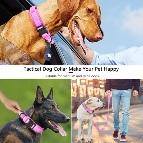 DAGANXI Tactical Dog Collar, Adjustable Military Nylon Collar with Control Handle and Heavy Metal Buckle for Dogs