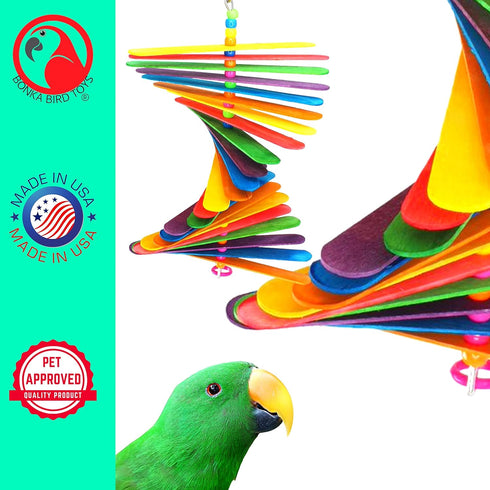 Bonka Bird Toys 867 Big Stick, 9.50" x 6", Medium Parrot Chew Cage Toy