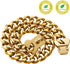 Gold Chain Dog Collar 19mm, 18K Cuban Link with Secure Snap Buckle for Small Medium Pitbull (26")