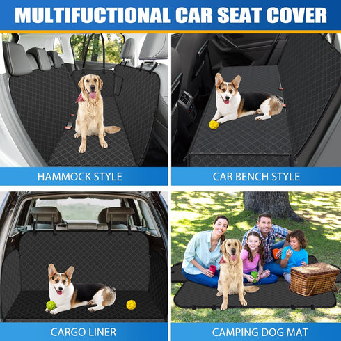 WoofKnows Hammock 54"x 58", Dog Car Seat Cover for Back Seat with Storage Pocket Dog Protects Against Dirt Seat Covers