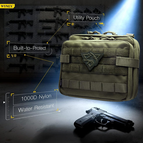 WYNEX Tactical Large Admin Pouch of Double Layer Design, Molle EDC EMT Utility Pouch with Map Sleeve Modular Tool Pouch