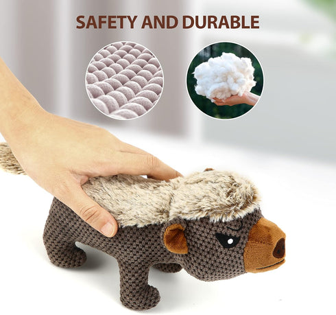 IOKHEIRA Indestructible Dog Plush Toys for Aggressive Chewers, Durable Squeaky Chew Toys for Medium Large Breed (Honey
