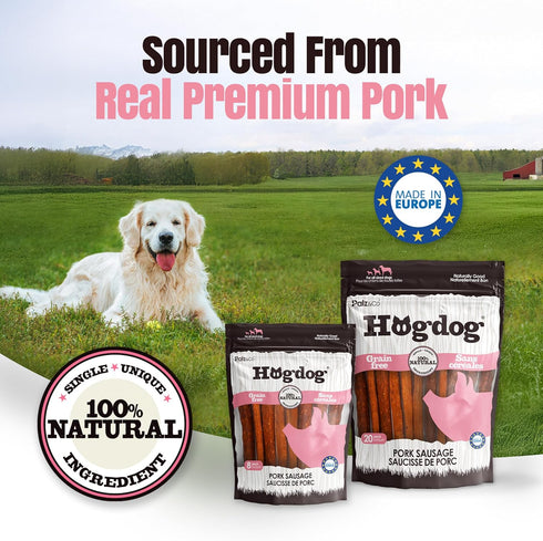 8 Pack Palz&Co Hogdog Pork Sausage Dog Treats - of All-Natural Grain-Free Chews for Dogs, Supports Dental Health & Hip