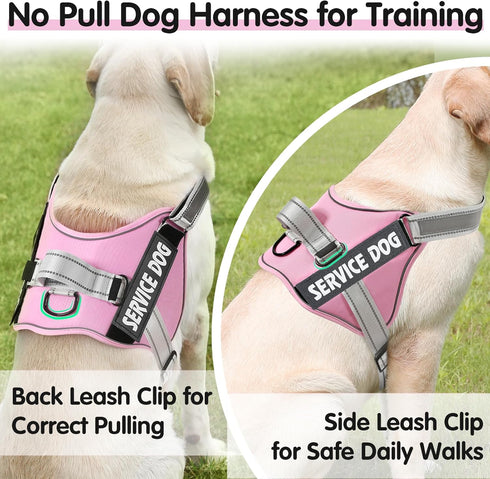 MUMUPET Service Dog Harness, No Pull Easy On Vest with Reflective Handle for Small Medium Large Dogs