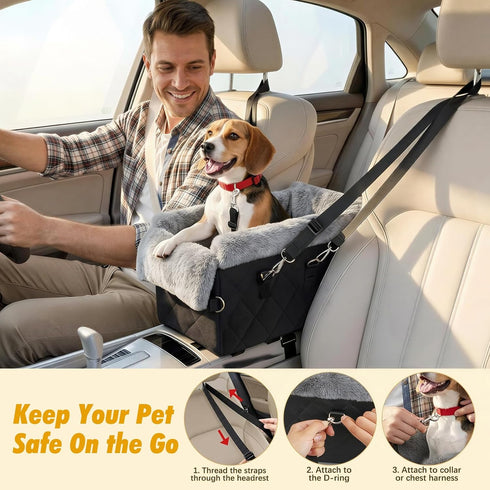 12 LBS, Dog Car Seats for Small Dogs,Center Console Dog Car Seat with Non-Slip and Strong Support,Anti-Collapse