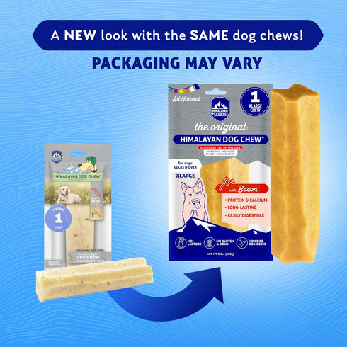Himalayan Dog Chew Original Yak Cheese Chew, Bacon, 1 X-Large Stick, 5.3 oz, Gluten Free, Healthy Treats