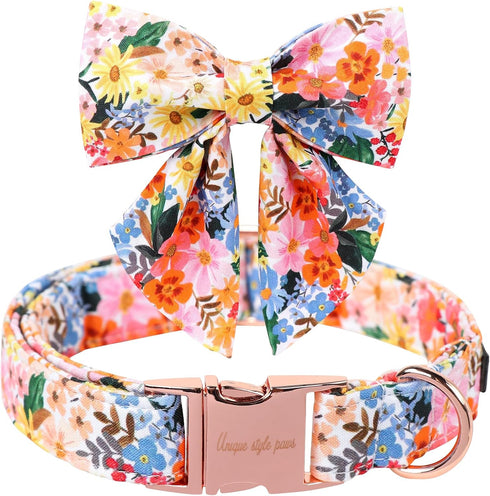 Unique Style Paws Cartoon Dog Collar, Spring Summer Bow Flower Collar for Small Medium Large Boys and Girls Dogs
