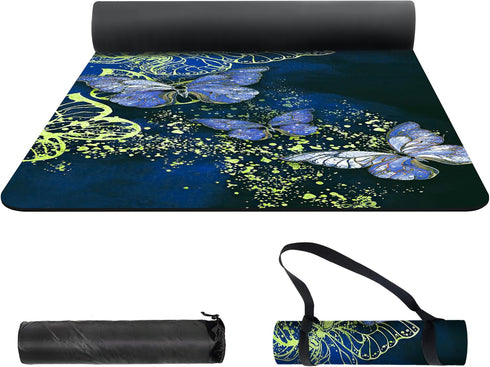 nuveti Yoga Mat Print Extra Thick TPE Non-Slip Fitness Exercise Mat with Carrying Bag, 72"x24" 6MM