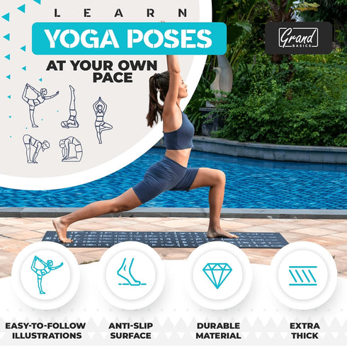 Instructional Yoga Mat with Poses Printed, Non-Slip Extra-Thick Yoga Mat for Beginners