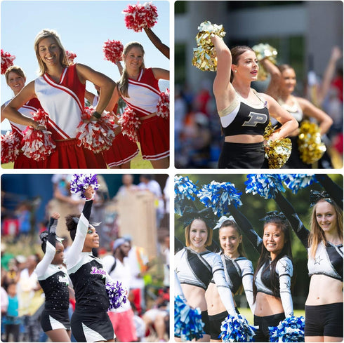 Supkiir 4Pcs Cheerleading Pom Poms for Women, 2 Pair Cheer Pompoms for School Sports Games Team Spirit
