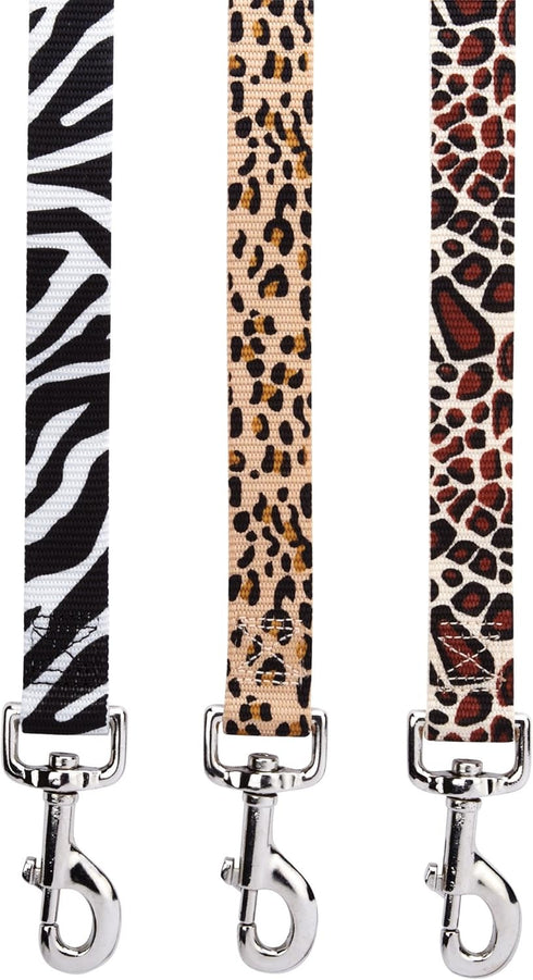 Animal Print Dog Leash, 4-Feet x 5/8-Inch Lead, Zebra